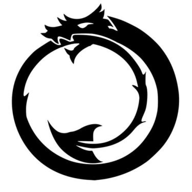 Imagem de mandala circular aplique decorativo dragão Draclroborous MDF com fita 