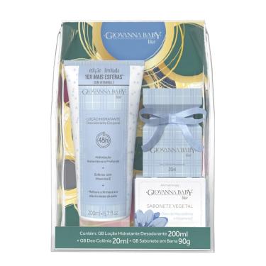 Imagem de Kit Giovanna Baby Blue Loção Hidratante Corporal 200ml + Deo Colônia Desodorante 20ml + Sabonete Em Barra vegetal Óleo De Macadâmia E Vitamina E 90g