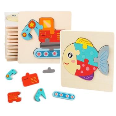 Imagem de Kit 3 Quebra-Cabeça de Madeira 4D Desenho de Animais ou Veículos Brinquedo Infantil Educativo Linha Premium M5 Armarinhos (Tema:Veículos)