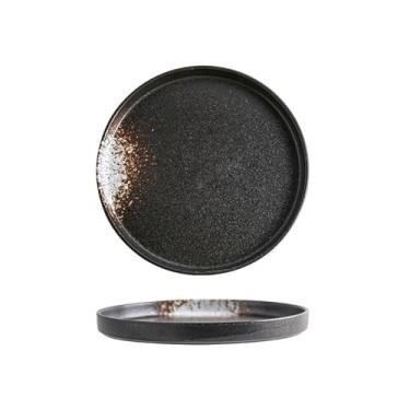 Imagem de Prato redondo de cerâmica simples simples para uso doméstico japonês - floco de neve branco