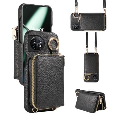 Imagem de Furiet Capa carteira para OnePlus 11 5G com alça de ombro e fivela de anel, bolsa de órgão flip de couro PU de luxo, suporte para cartão de crédito, capa para celular One Plus11 1 Plus 1plus11 One+ 1+