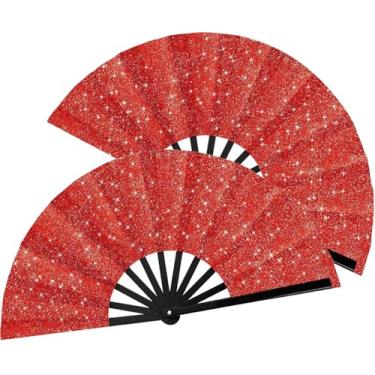 Imagem de XIUSHE 2 peças grande dobrável leque de rave de mão pano de nylon clássico dobrável leque de rave para kung fu chinês festival de casamento artesanato decoração de dança para lembrancinhas de festa