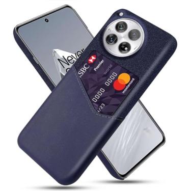 Imagem de Capa para Oneplus 12,Tela e tampa de couro PU,Antideslizante,360°cobertura completa à prova de choque com 1 slot de cartão atrás,Prevenção de queda-Blue