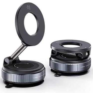 Imagem de Suporte de telefone para carro, dobrável, retrátil, 360°, ventosa magnética à vácuo, suporte de celular para academia/espelho/superfície lisa/acessório de carro para iPhone Android todos os