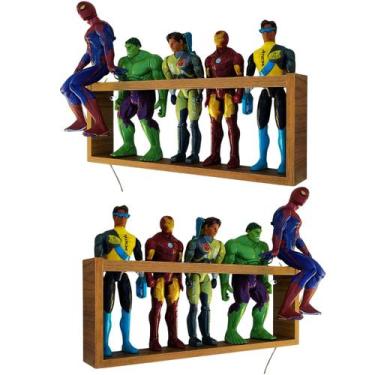 Imagem de 2 Estantes organizadoras para brinquedos bonecos super heróis, Marvel,