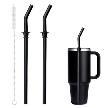 Imagem de Bluwing Copo de viagem Press in Straw para Hydro Flask 1,134 g, canudo de silicone de substituição para Hydro Flask 20/28/32/1,134 g (2 peças preto)