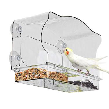 Imagem de Rrlihjgu Alimentador De Pássaros Para Janela | Alimentadores de Pássaros Silvestres,Tabuleiro de Alimentação em Acrílico com Ventosas para Uso em Parapeito Pátio Jardim