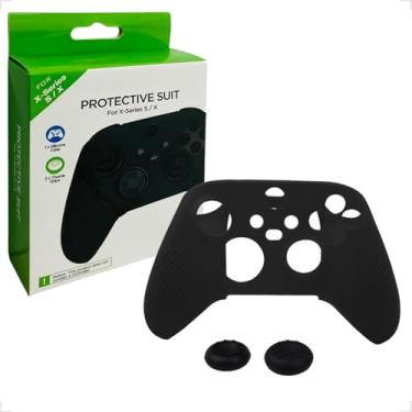 Imagem de Capa Case Com Par de Grip Protetora De Silicone Gel Para Controle Compatível X-box One Series e S/X (PRETO)