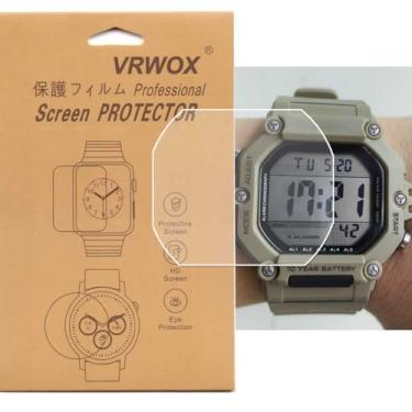 Imagem de VRWOX [3 peças] Protetor de tela TPU para relógio AE-1600 AE-1600H-1AVCF, cobertura total HD TPU transparente, antibolhas e anti-arranhões