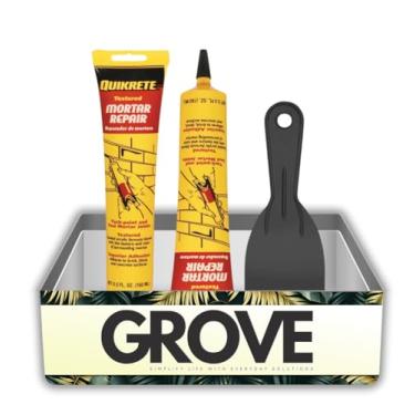 Imagem de Quikrete Mortar Repair Pacote de 155 g com faca de massa de vidraceiro - Fórmula de acrílico lixado para tijolos, blocos, selagem de rachaduras de concreto e reparo de juntas - Conjunto de presente (3
