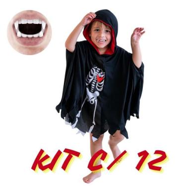 Imagem de Dentadura Vampiro Infantil Festa Fantasia Halloween Kit c 12 - anjo da