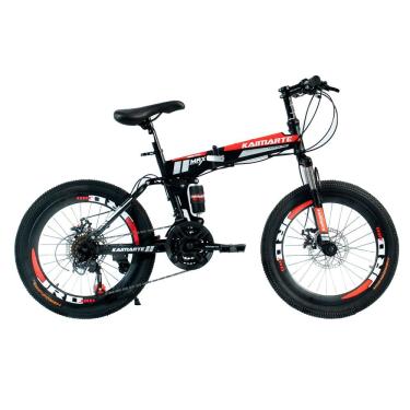 Imagem de Bicicleta Aro 20 Bike 21 Vel Marchas CityFold Freio a Disco Quadro Aço Carbono Cor Preto Vermelho - WCT FITNESS