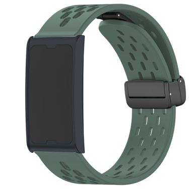 Imagem de Lamshaw Compatível com pulseiras Amazfit Helio, pulseira substituível de silicone respirável de liberação rápida compatível com pulseira Amazfit Helio Fitness Tracker (verde militar)