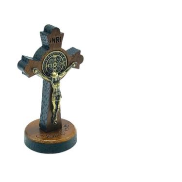 Imagem de Crucifixo Cruz Bizantina Medalha São Bento de Mesa 7 cm