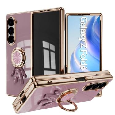 Imagem de Capa para Galaxy Z Fold6 com suporte magnético galvanizado e capa à prova de choque (para Galaxy Z Fold6/roxa)