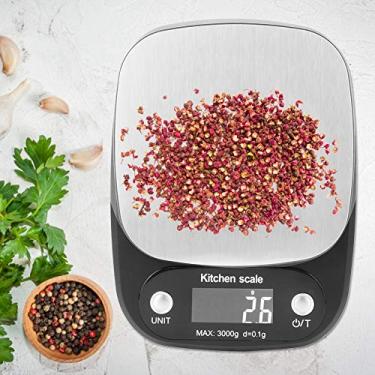 Imagem de Balança Eletrônica de Cozinha, Balança de Alimentos Balança de Cozinha 3kg/0,1g Aço Inoxidável Preto Peso de Cozinha Balança Eletrônica Portátil Altamente Precisa Balança de