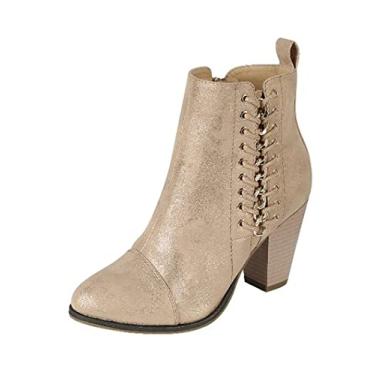 Imagem de Forever Link Camilia-68 Mid Heel Side Zip Ankle Bootie (6, Rose Gold-68)