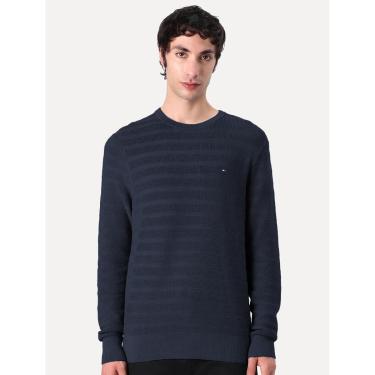 Imagem de Suéter Tommy Jeans Masculino C-Neck Stripe Structured Azul Marinho-Masculino