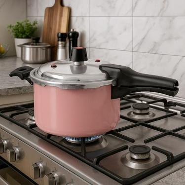 Imagem de Panela De Pressão 5 Litros Fechamento Externo Rose Rosa Claro Bebê Bar