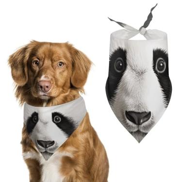 Imagem de Cachecol triangular de poliéster estampado com cabeça de urso panda - Tamanho único (70 x 30 cm)