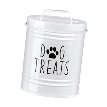 Imagem de IEUDNS Recipiente para armazenamento de petiscos para cães, recipiente para alimentos, lata de biscoitos para economizar espaço e petiscos para animais de, Branco