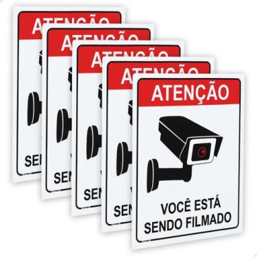 Imagem de 5 Placas Sinalização Câmeras Monitoramento Segurança Filmado - SPORTIN