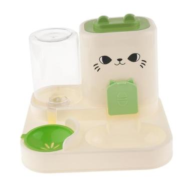 Imagem de Ｂｅｓｇａ Alimentador automático 2 em 1 para animais de estimação, recipiente de água, estação de alimentação, alimentador multifuncional prático para gatos, Verde