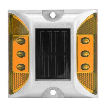 Imagem de TOPINCN Luzes de Pico Moídas Movidas a Energia Solar, Lâmpadas de Marcador de Entrada de Automóveis LED, Iluminação de Caminhos Externos, Dispositivos de Brilho de Rodo (Amarelo)