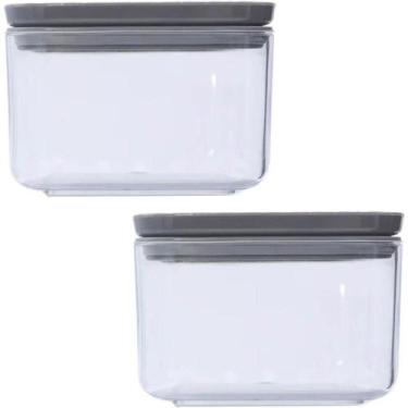 Imagem de Kit 2 Potes Herméticos 500ml Plasvale Porta Mantimentos Plástico Quadr