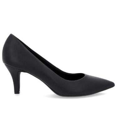 Imagem de Scarpin Usaflex Bico Fino em Couro Confortável Elegante, Preto, 37