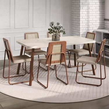 Imagem de Conjunto Sala De Jantar 6 Cadeiras Catânia Carraro Petra E Rosê