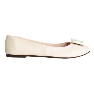 Imagem de Sapatilha Bico Redondo Moleca Napa Sardenha Off White, Branco off, 36