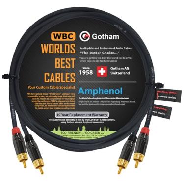 Imagem de Par de cabo RCA de 1,8 m – Cabo de interconexão de áudio Gotham GAC-4/1 (preto) Star Quad com conector de Ampenol ACPL preto cromado, conectores RCA banhados a ouro – Direcional