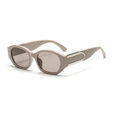 Imagem de HPIRME Óculos poligonais da moda, espelhos decorativos para fotografia de rua, espelhos de tela para áreas externas, UV400 (café)