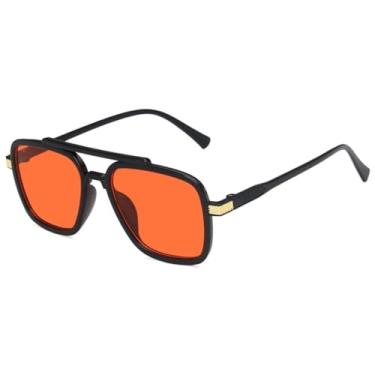 Imagem de Óculos de sol femininos clássicos retrô com ponte dupla, óculos de sol punk masculino para dirigir e viajar no verão, UV400 (preto e vermelho)