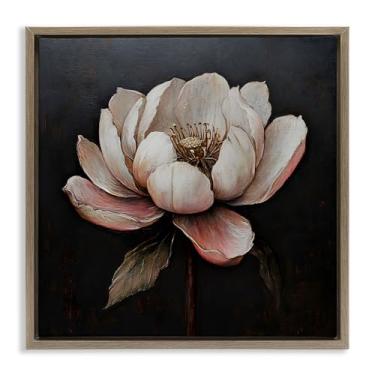 Imagem de Stupell Industries Arte de parede em tela flutuante marrom vintage flor de lótus emoldurada por LSR Creative Studio, 25 x 25