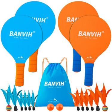 Imagem de Conjunto de badminton Banvih 4 Rackets Paddle Ball, jogos ao ar livre