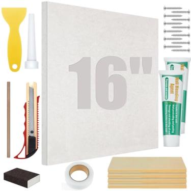 Imagem de Landical 22 peças kit de reparo de drywall 40,6 x 40,6 cm x 1/2 polegada, kit de remendo de furos de drywall conjunto de reparo de furo de parede com parafuso de placa pasta de remendo para preencher