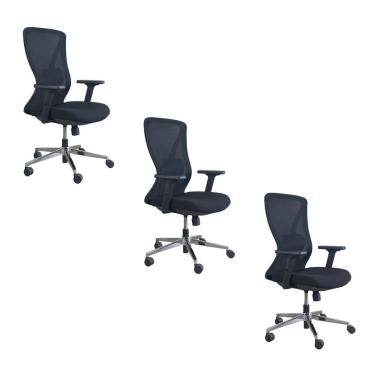 Imagem de Kit 3 Cadeiras Presidente Oficial Comfort Work Sem Apoio