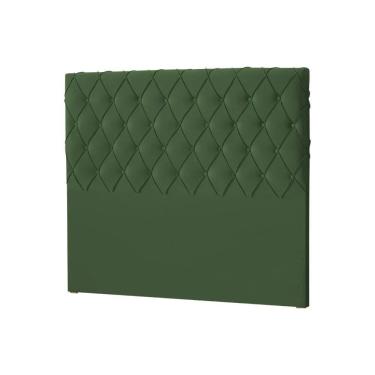 Imagem de Cabeceira Queen Estofada Chicago Capitonê 160cm Veludo Verde