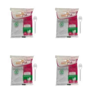Imagem de Kit de Colher para Sobremesa 12,2cm Branca Biodegradável Goldenplast 4