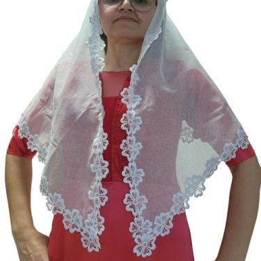 Imagem de Véu CCB Renda Estreita Flor Adulto - Meu Véu, Redondo - Bico - Adulto