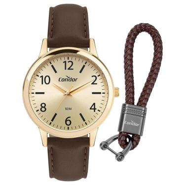 Imagem de Kit Relógio Condor Masculino Dia A Dia Dourado CO2035NRS/K3X