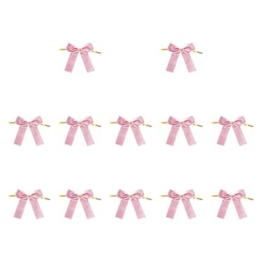 Imagem de IEUDNS 12x Laços de veludo para guirlanda de árvore de Natal, laço para porta da frente, escada, suprimentos pequenos de Natal, guirlanda de fazenda, laços, Rosa