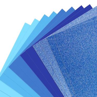 Imagem de Shindel 34 folhas de papel cartolina azul, cartolina com glitter, papel de construção A4, papel colorido para fazer cartões, arte infantil, artesanato, scrapbooking