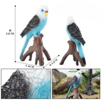 Imagem de Chaveiro periquito azul no poleiro pet Realista para Amantes de Aves -