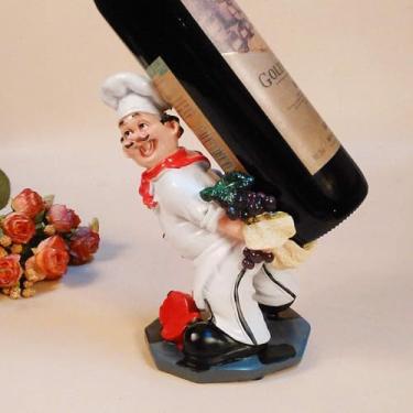 Imagem de Prateleiras De Vinho, Estatuetas De Chef Rack De Vinho Suporte Para Garrafa De Vinho Mesa De Bancada Cozinha Restaurante Loja Decoração