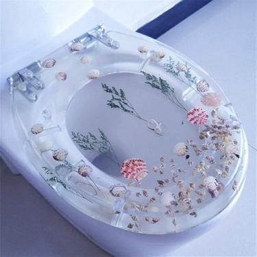 Imagem de Assento De Vaso Sanitário De Resina, Assento De Vaso Sanitário Transparente, Sólido E Durável, Cores Brilhantes, Adequado Para A Maioria Dos Banheiros, Fácil De Remover E, Transparent Seaweed