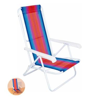 Imagem de Cadeira Reclinável 8 Posições Aço Listrada Para Praia Piscina Camping 