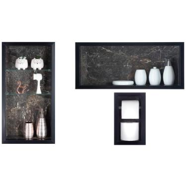Imagem de Nicho Em Porcelanato Para Banheiro - Kit com 3 peças (Preto) - Oeste H